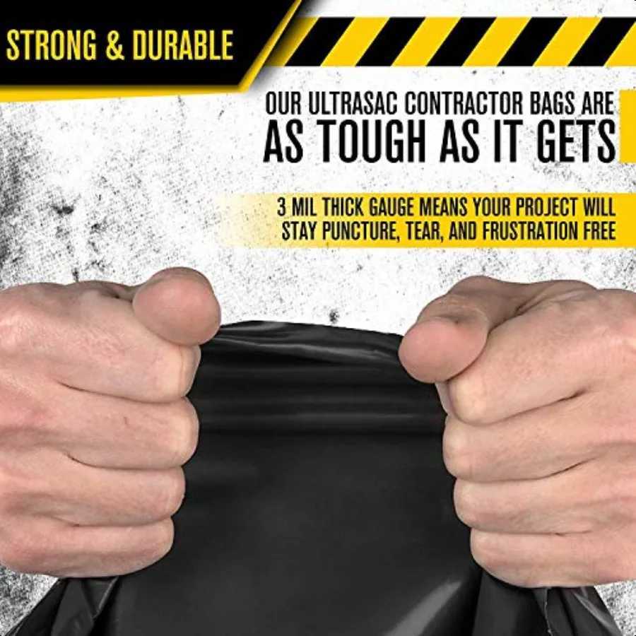 Heavy Duty 55 Gallon Contractor Bags 40 Count IL 38 x 58 Large Black Plastic Trash Can Liners 5560 Gal Garbage Bag Drum Liners C251119