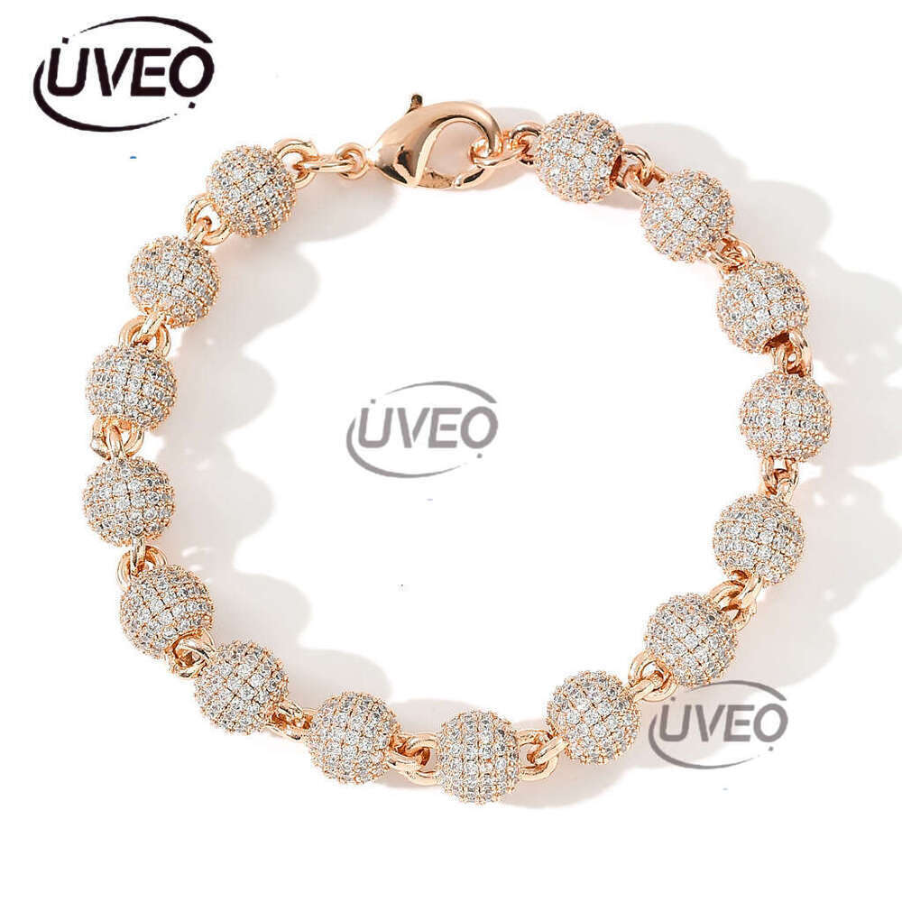 Luxury Hip Hop 8mm round bead neck collarbone chain full ice out VVS Moissanite Necklace bracelet for men and women Free delivery