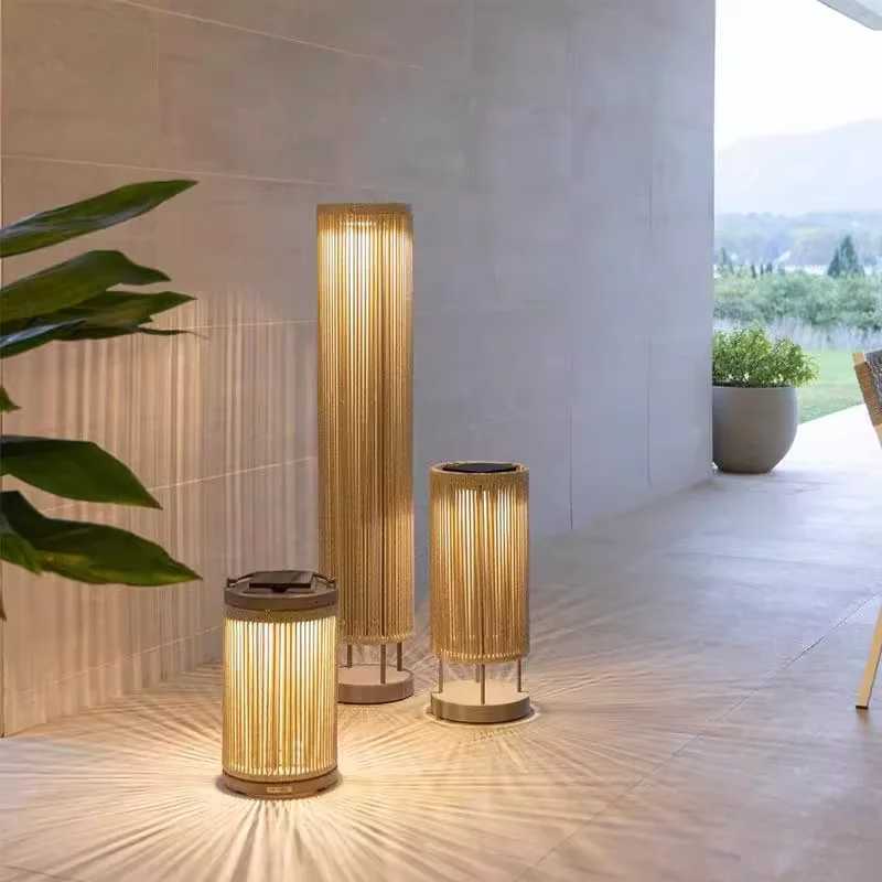 Outdoor waterproof lawn floor light Nordic rattan standing lamp Solar Villa courtyard garden balcony home decorative table lamps M251119
