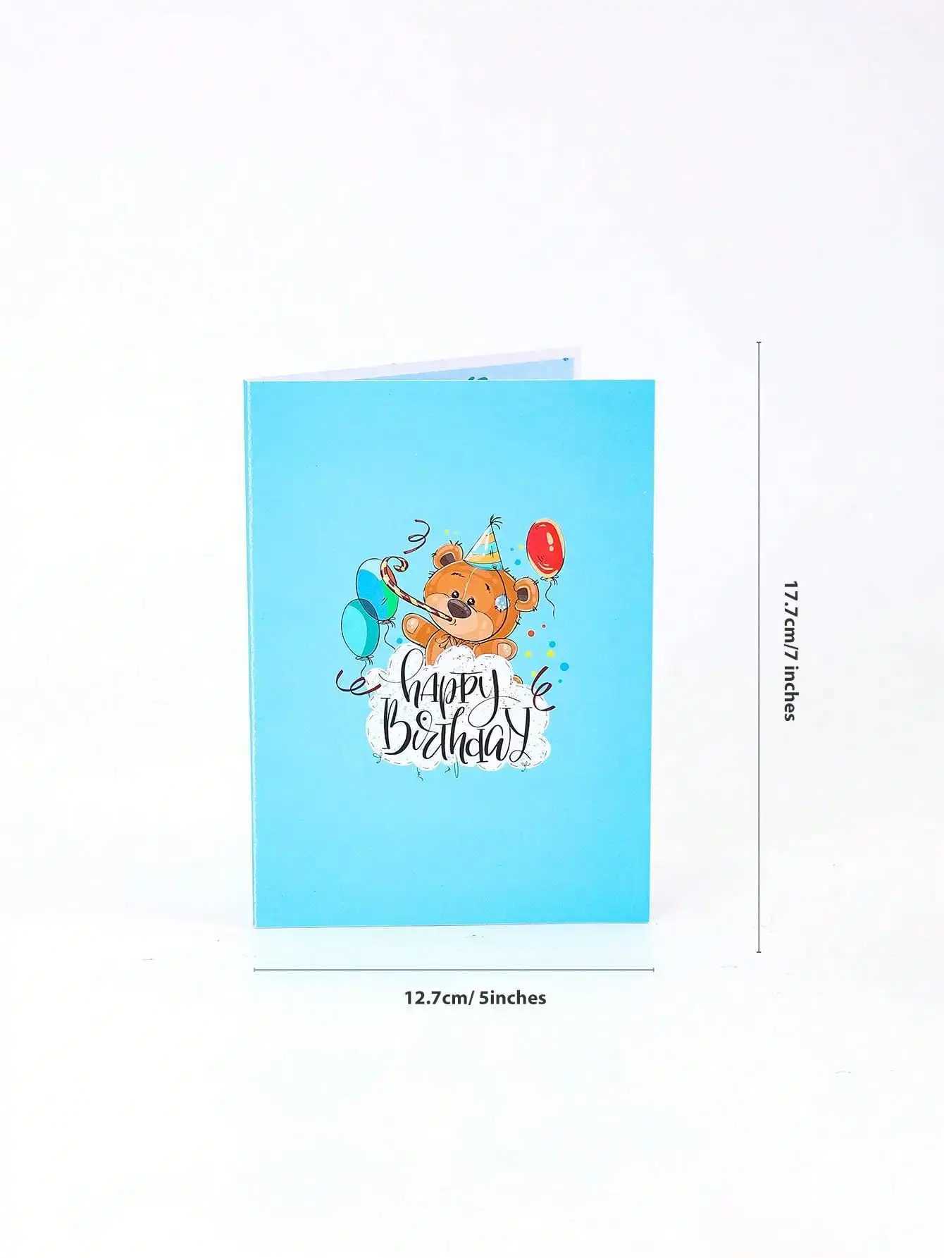 Kids Birthday Bear Pop-Up Card - 3D Greeting with Envelope Perfect Gift for Children Bear Pattern G251119