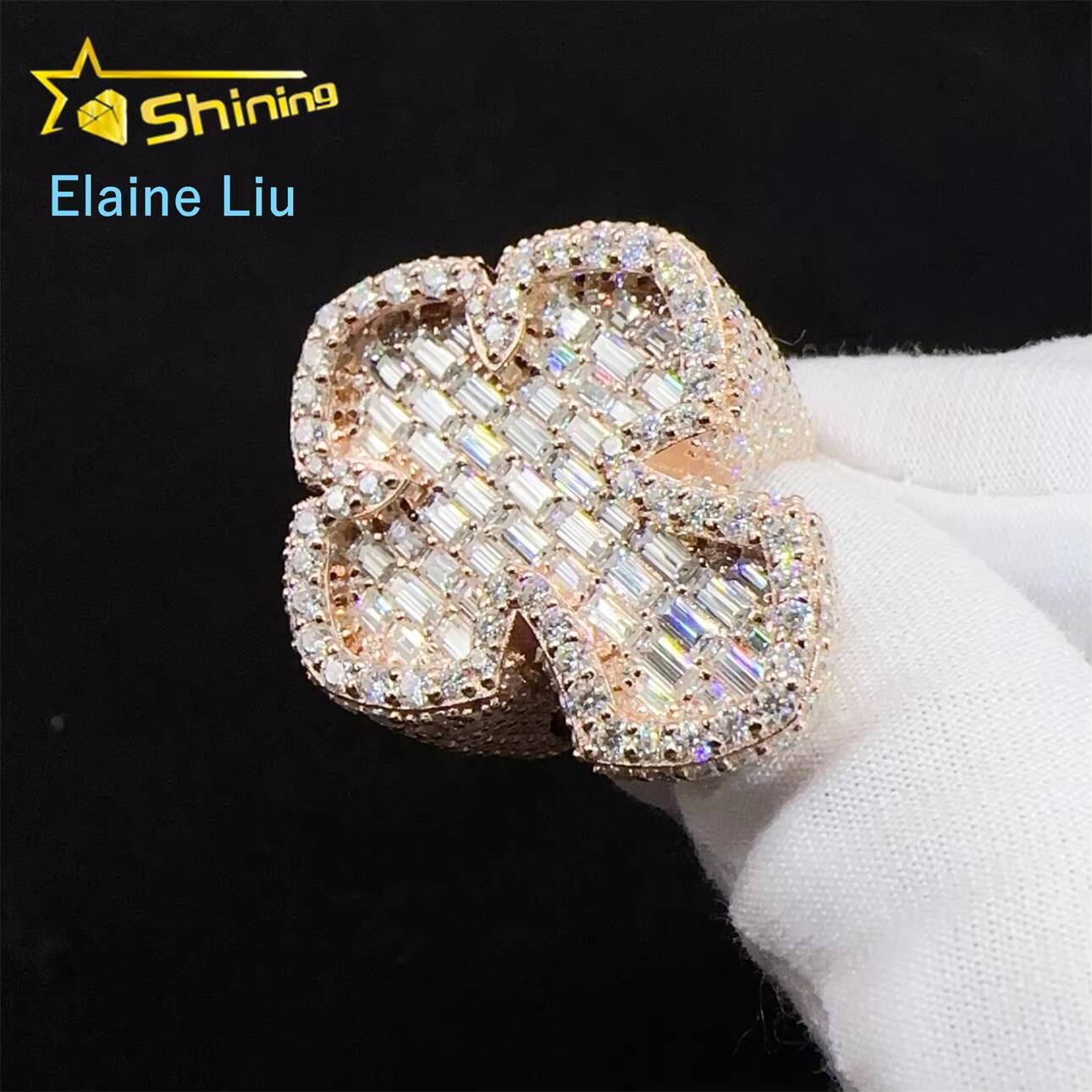 Pass Diamond Tester Hip Hop Style Hot Sale VVS Moissanite Diamond Men Cross Rings 925 Silver Iced Out Ring