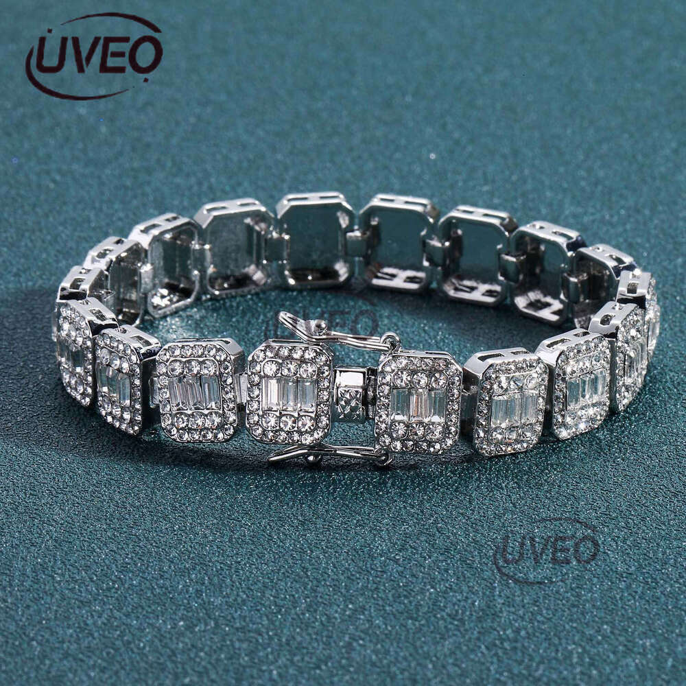 Luxury Hip Hop 13mm square round ice out VVS Moissanite Cuban Chain Bracelet for men and women Free delivery
