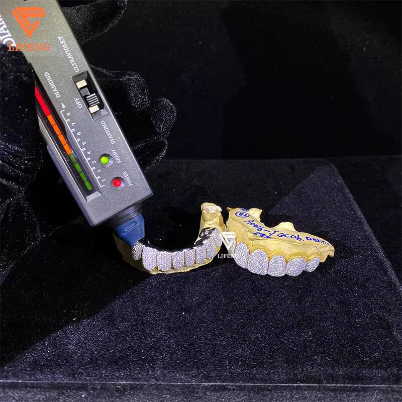 8 on 8 Custom Honeycomb 925 Sterling Silver Grillz for Teeth VVS Moissanite Diamond Teeth Grillz Hip Hop Fine Jewelry Men Grillz