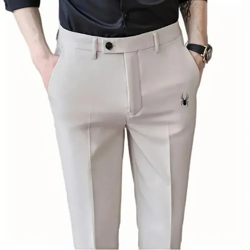Mens golf cart ultrathin fit dress business casual set Korean version elastic sports ninth pair of pants 250418