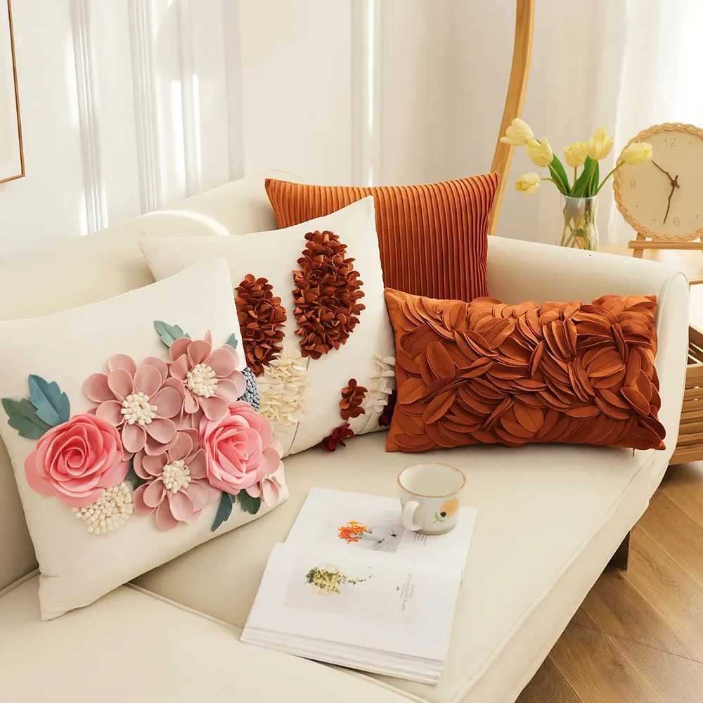 French Style case Flower Tree Patchwork Embroidered Cushion Cover Living Room Bedroom Cover Decorative for SofaM251119
