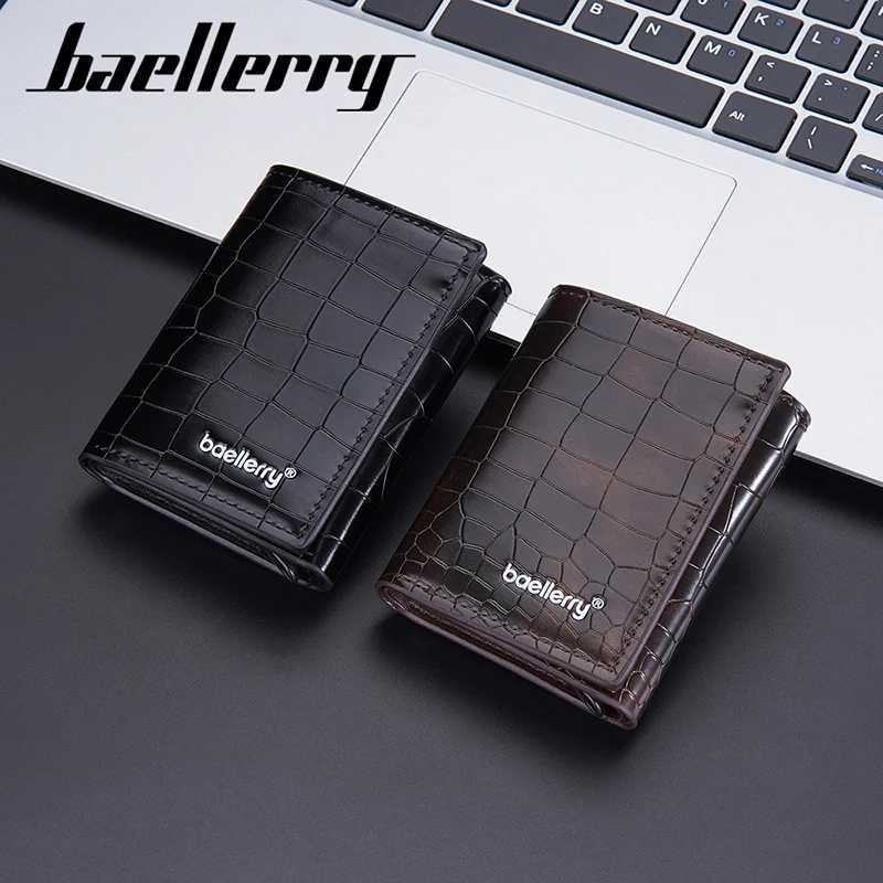 Baellerry New RFID Short Men Card Bag Wallet High Quality Brand Card Holder Male Purse Crocodile Pattern Mens Popup WalletT251119
