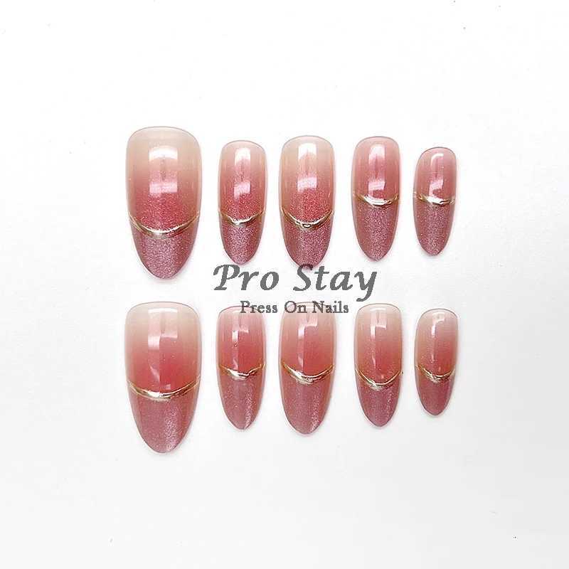 10pcs Pink Almond French Handmade Press on Nail with Silver 3D Pearl Bow Flower Pattern Reusable Full Cover Tips for WomenT251118T251119