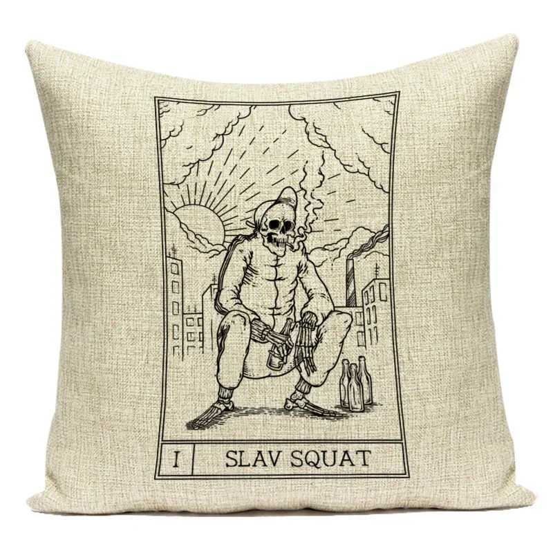 Horror Tarot Cushions Cover Bone Stand Decorative CushionCovers Print Linen s Black and White Portrait s Cases CojinM251119