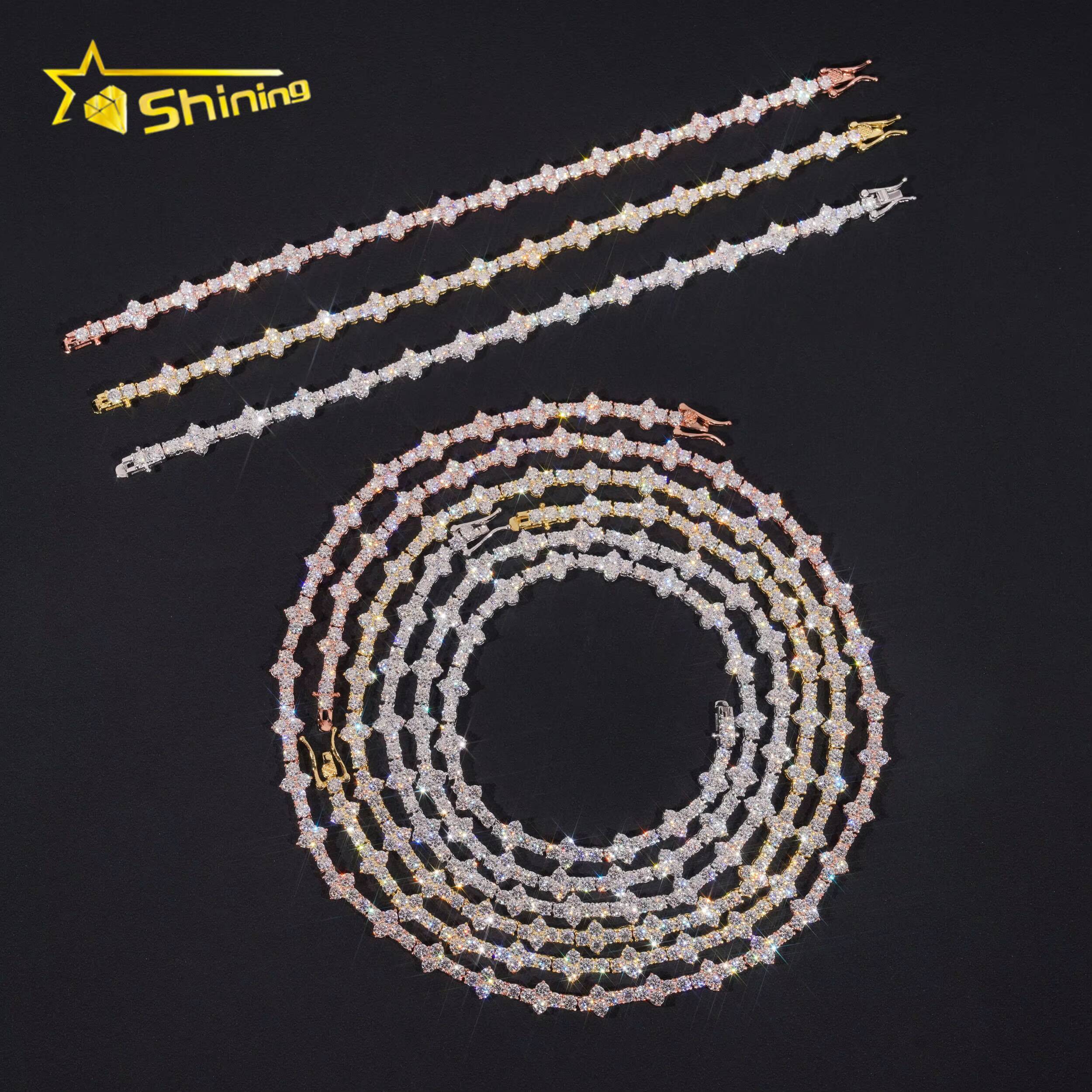 Fast Delivery Cross Tennis Necklace Bracelet 925 Sterling Silver Pass Diamond Tester GRA Certified VVS Moissanite Tennis Chain