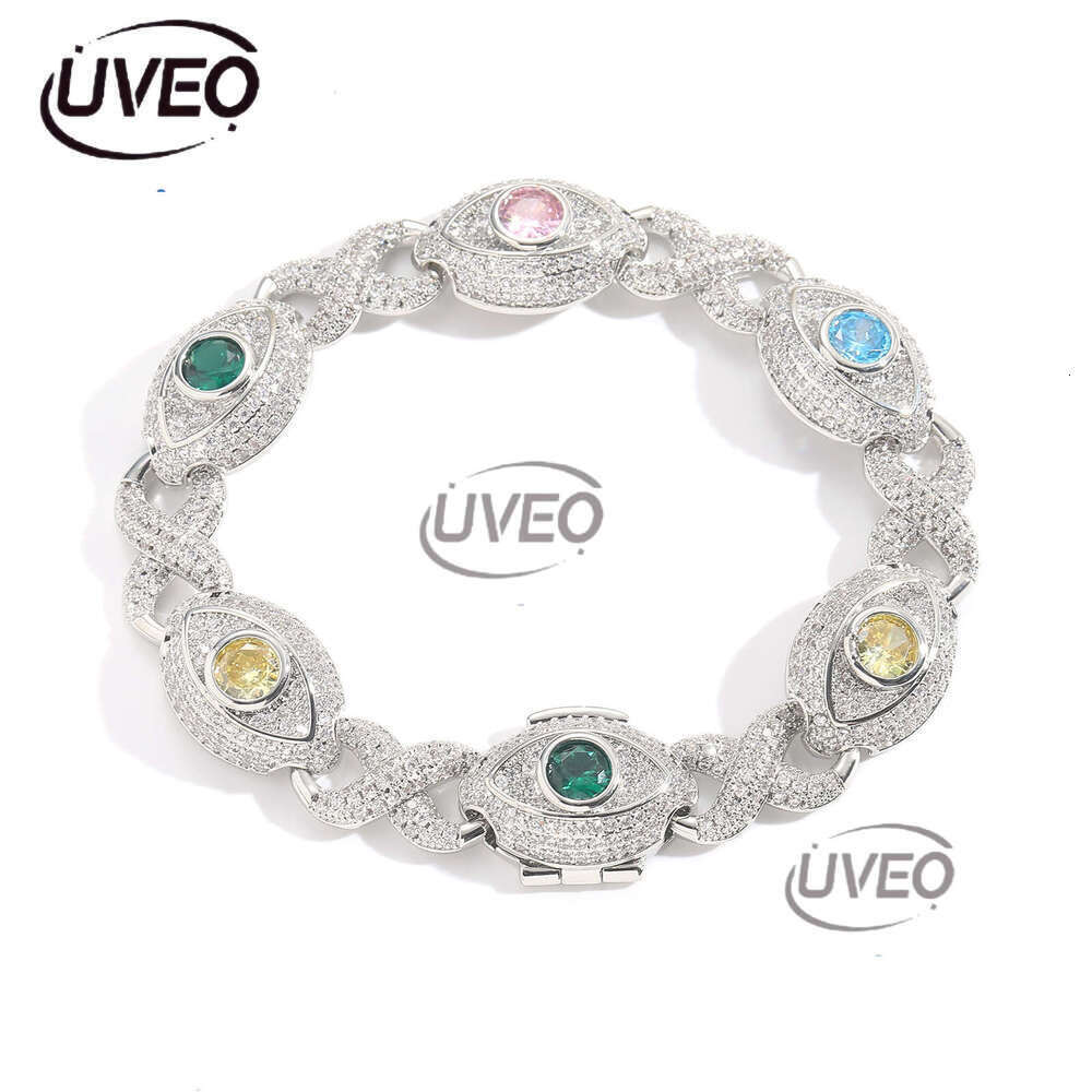 Luxury designer 8-strand 14mm Cuban Unlimited Eye chain, colored Ice out VVS Moissanite bracelet with free shipping