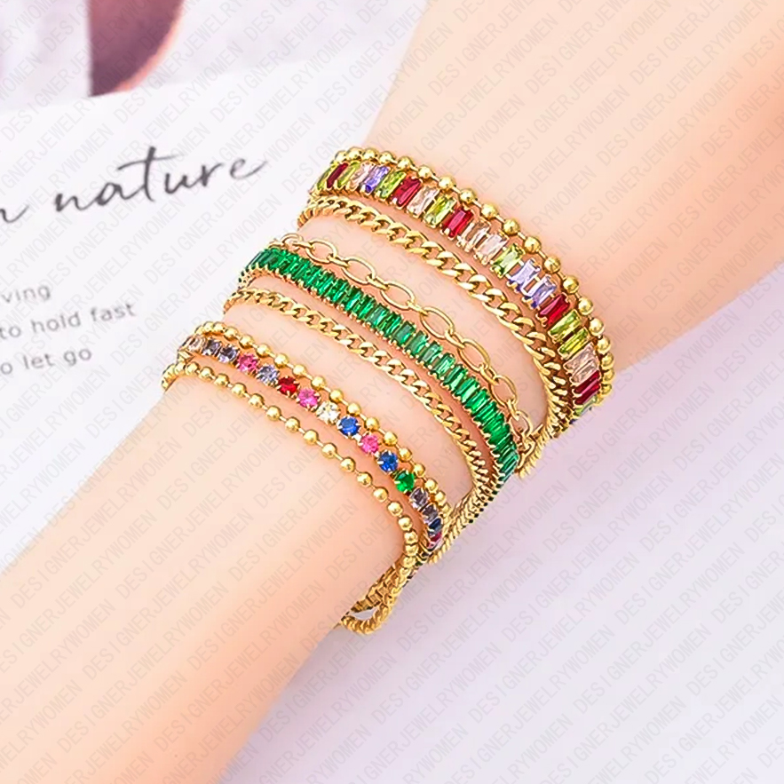 Designer Bracelet Bracelet for Women Colorful Diamond Bangle Tassel Chain Layered Bangles Luxury Jewlery Designer for Women Elegant Sparkling Timeless