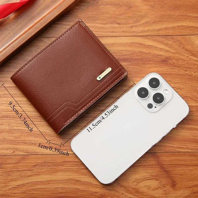 Personalized Custom Name Bifold Short Wallet Casual Lychee Patterned Soft Leather Mans Wallet Multi Card Slot PU Leather PurseT251119