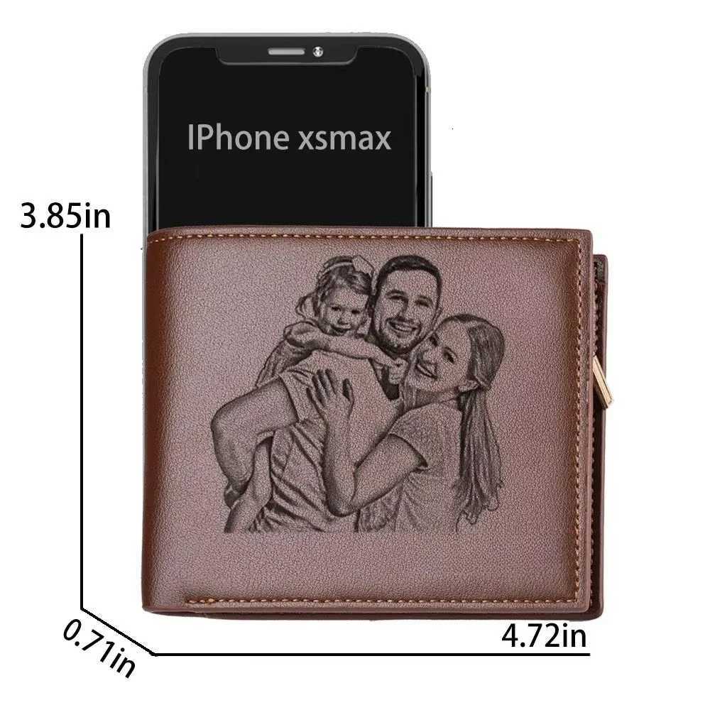 Custom Photo Wallet for Dad - Personalized Fathers Day Gift for Men with Zipper Coin Pocket Picture Card Holder WalletsT251119