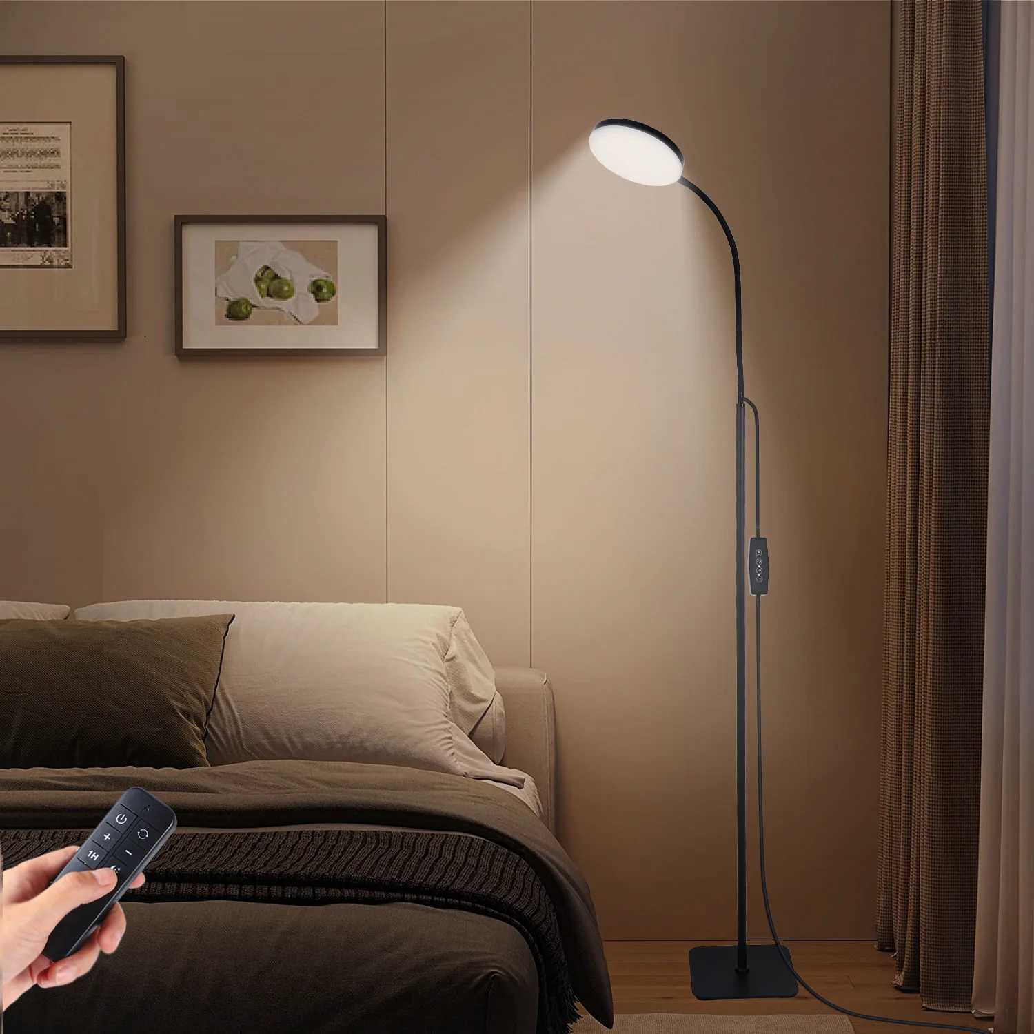 LED floor lamp can rotate 360 degrees freely with 3 color modes and 3 height adjustments available-with remote control M251119