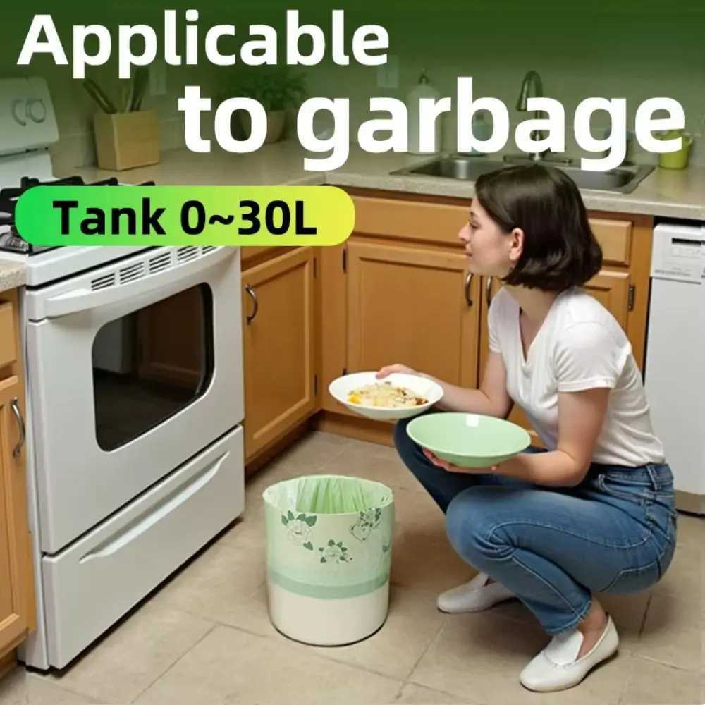 30pcs/rolls Not Easy To Break Drawstring Garbage Bag Plastic Portable Design Thickened Trash Bag Thickened Material C251119