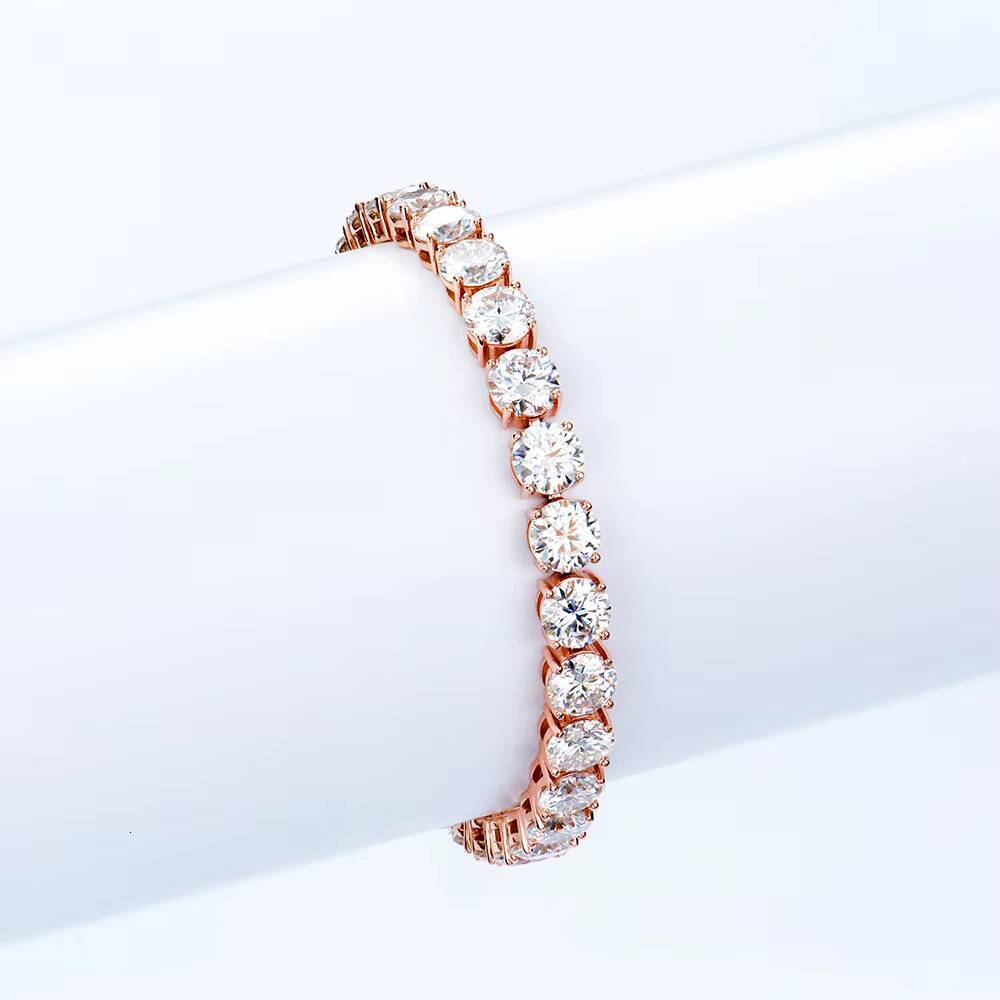 Wholesale Bulk Order Fast Delivery Luxury Women Gift 6mm Rose Gold Plated 925 Silver Mossanite Moissanite Tennis Bracelet