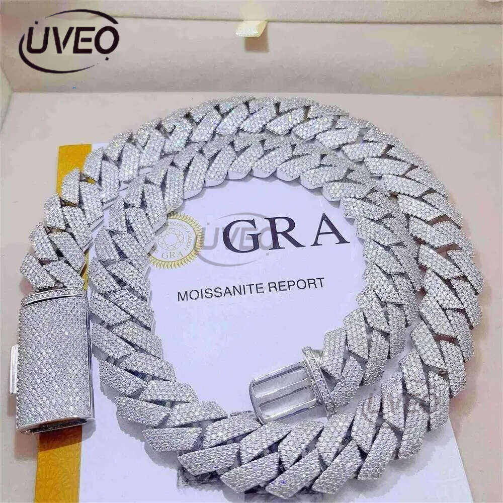moissanite necklace designer jewelry cuban k chain Iced Out Pass Dia Tester Sterg Sier Necklace Vvs Moissanite chains for men necklaces20mm