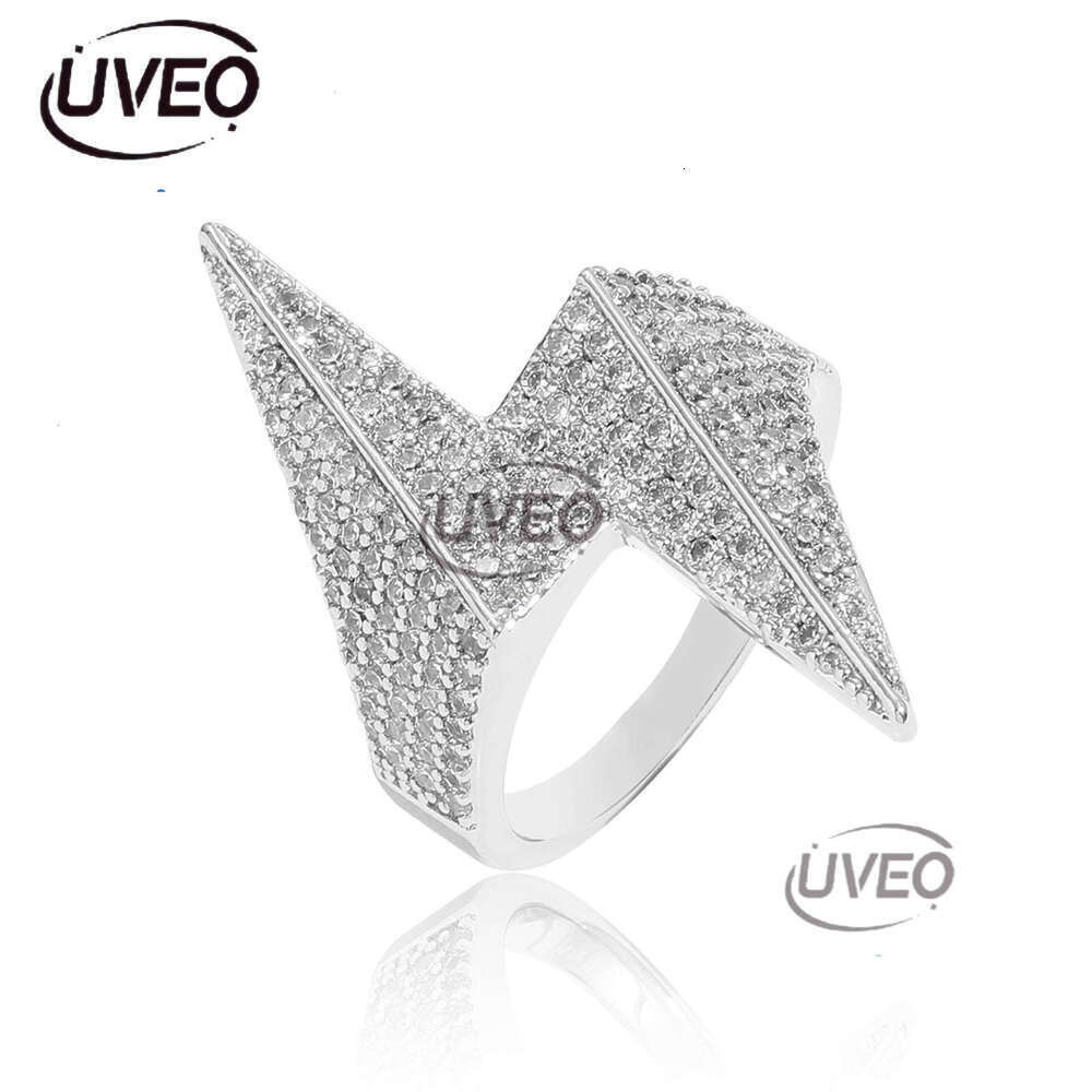 Luxury designer Men Women Hip Hop Lightning Sterling silver micro-inlaid ice out VVS Moissanite, hip Hop ring