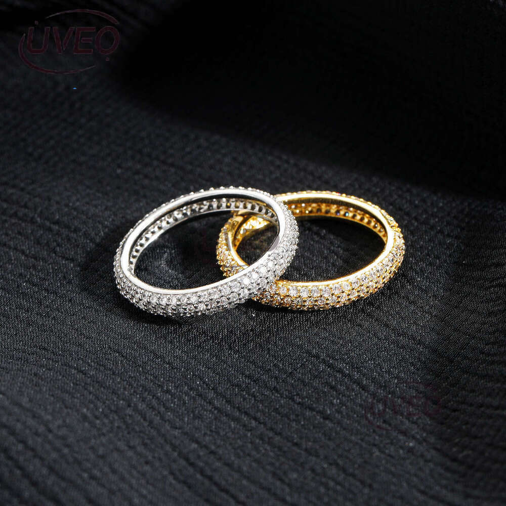 Luxury designer Hip hop Ring micro-set with three rows of ice out VVS Moissanite rings, Hip Hop men's and women's rings with free shipping