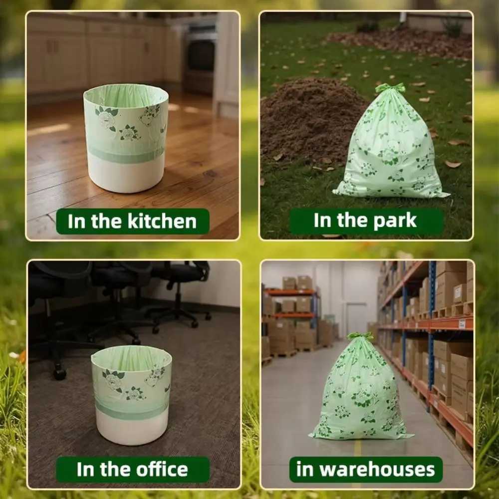 30pcs/rolls Not Easy To Break Drawstring Garbage Bag Thickened Material Portable Design Thickened Trash Bag Plastic C2511193