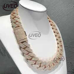 moissanite necklace 20mm Width 3 Row jewelry iced Out dia cuban k chain necklaces designer bracelet Free Shipping
