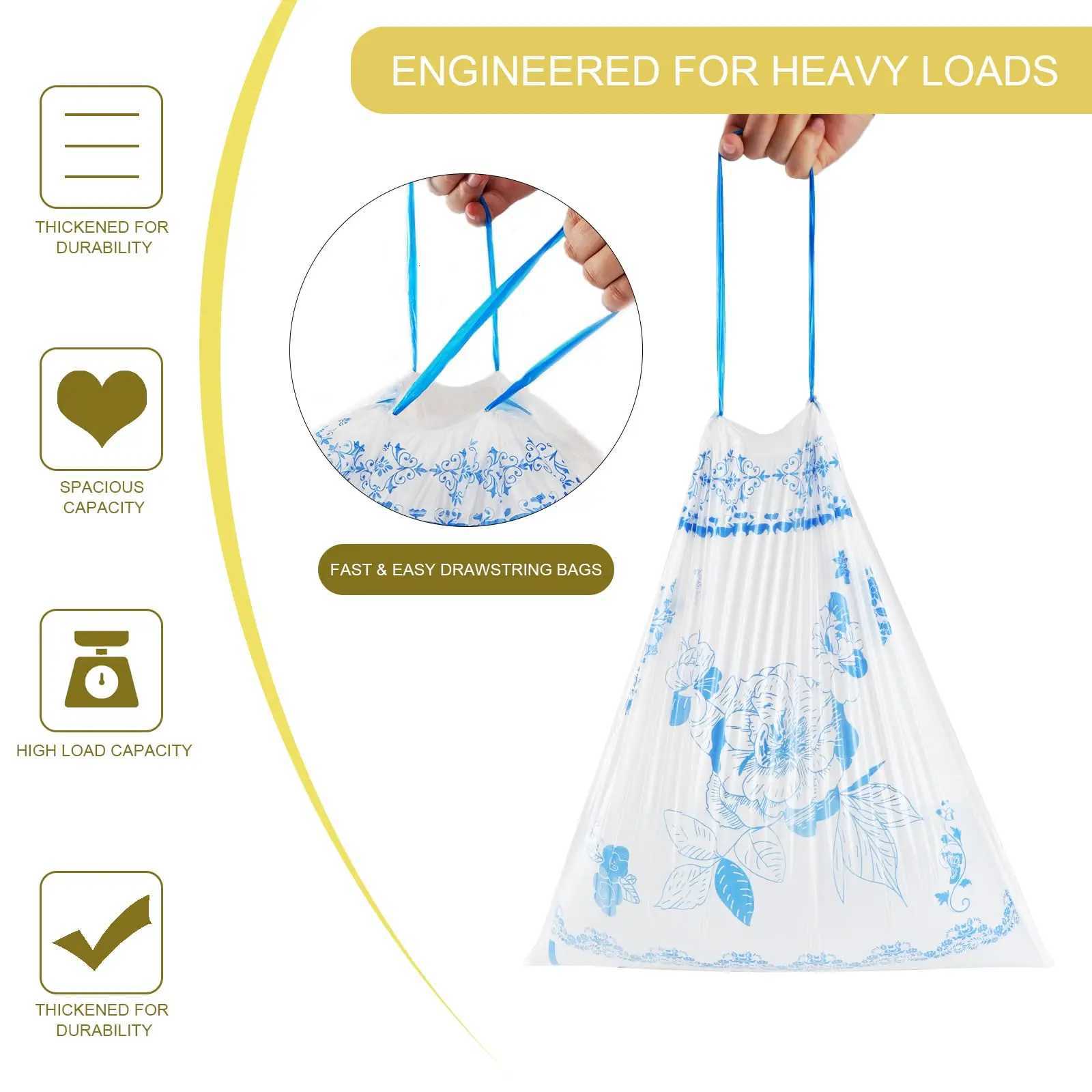 4 Gallon Non Tear Drawstring Garbage Bag Thickened Hand-held Disposable Plastic Bag Kitchen Cleaning Bag C251119