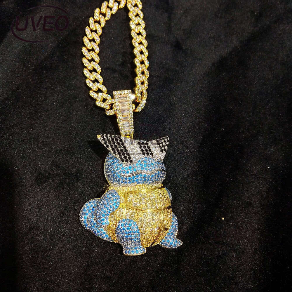 Luxury designer Cartoon Squirrel with real gold plating inset ice out VVS Moissanite Pendant Men Women Hip Hop pendant Free shipping