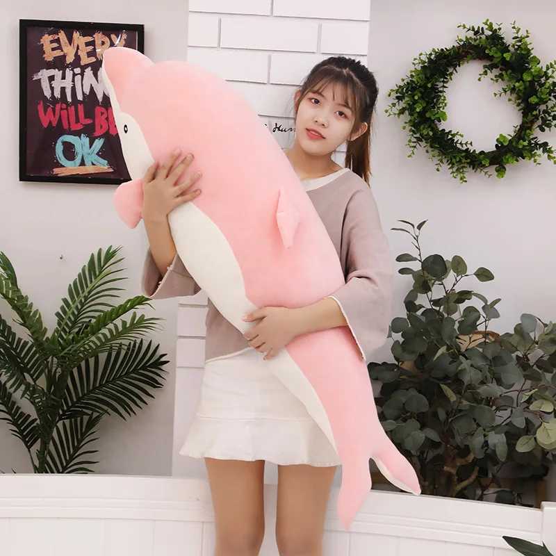 50-110cm Cartoon Dolphin Plush for Office Rest Sleeping Cute Soft Animal Childrens Toys Boy Girl Birthday GiftsM251119