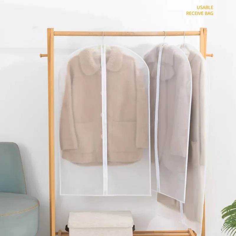 5Pcs/set Dustproof Garment Protector Clothes Hanging Dust Cover Storage Bag with Zipper For Closet Dress Suit Coat