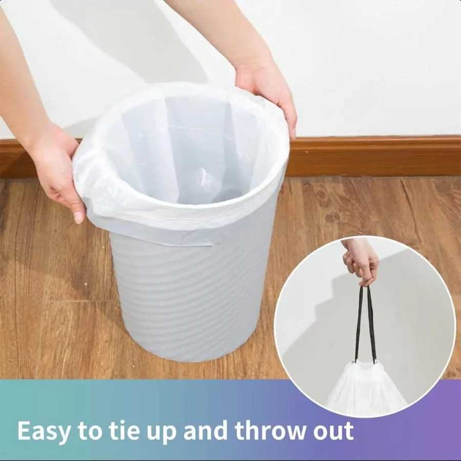 Trash Bags Drawstring Garbage Bags 8 Gallon Thickened StretchyBathroom Bedroom Kitchen Office and Living Room 100 Count C251119