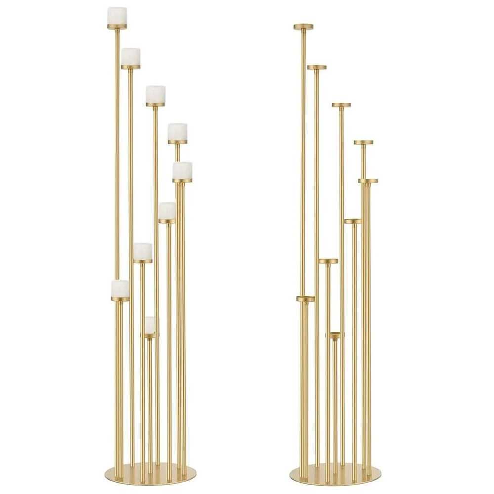 2Pcs Gold Floor Candle Holder 117cm 9 Arm Floor Candelabra Tall Candlestick Holder for Home Birthday Wedding Decoration G251119