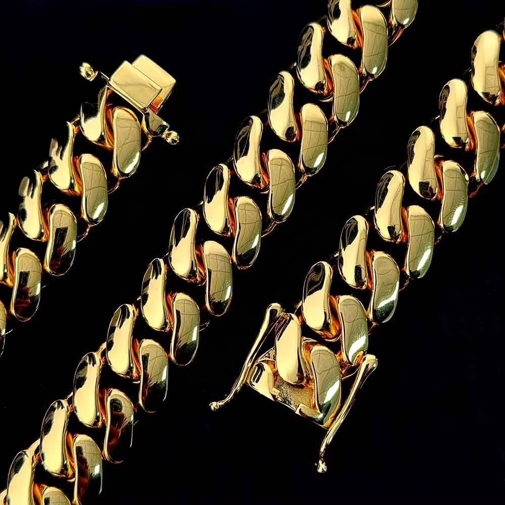 Limited Plain Cuban Link Chain 12mm Brass Cuban Chain Bracelet Hip Hop Miami Cuban Link Chain