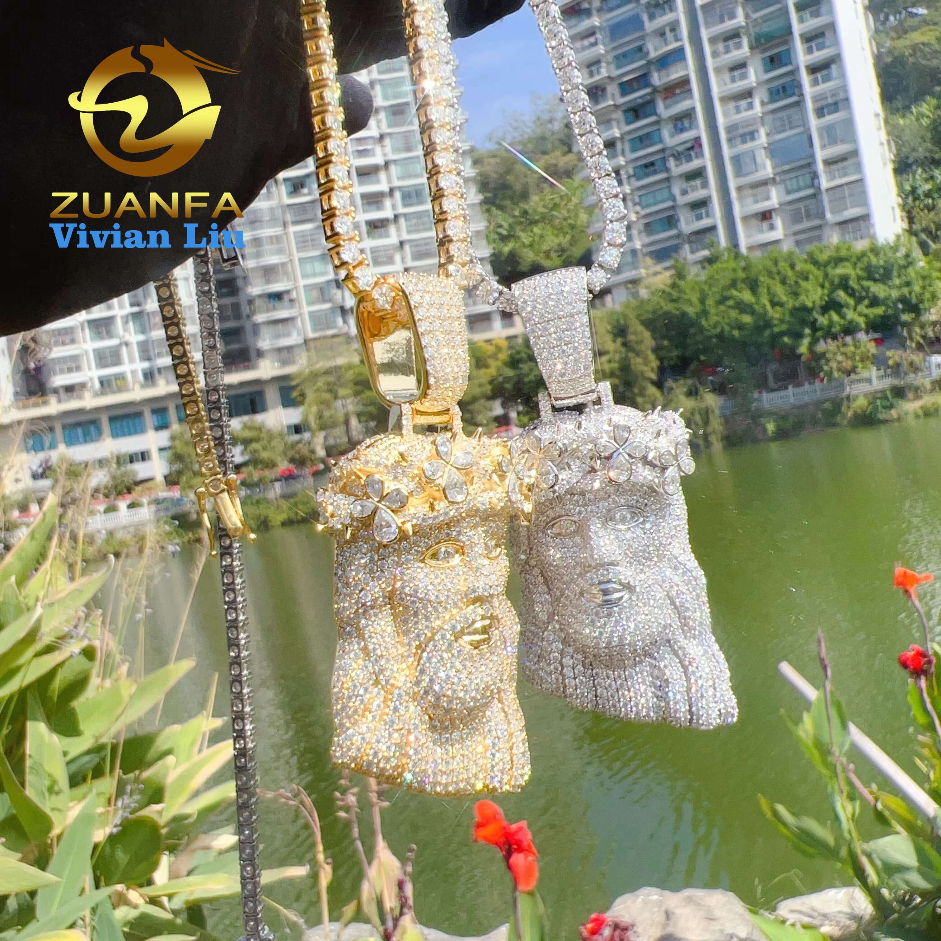 Wholesale Price 925 Sterling Silver Iced Out Custom Vvs Moissanite Hip Hop Jesus Pendant