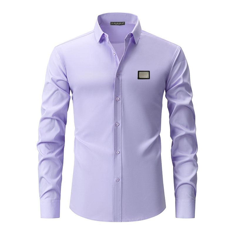 Men's Dress Shirts Business Designer business shirts slim fit versatile all season four sided elastic non ironing men's long sleeved