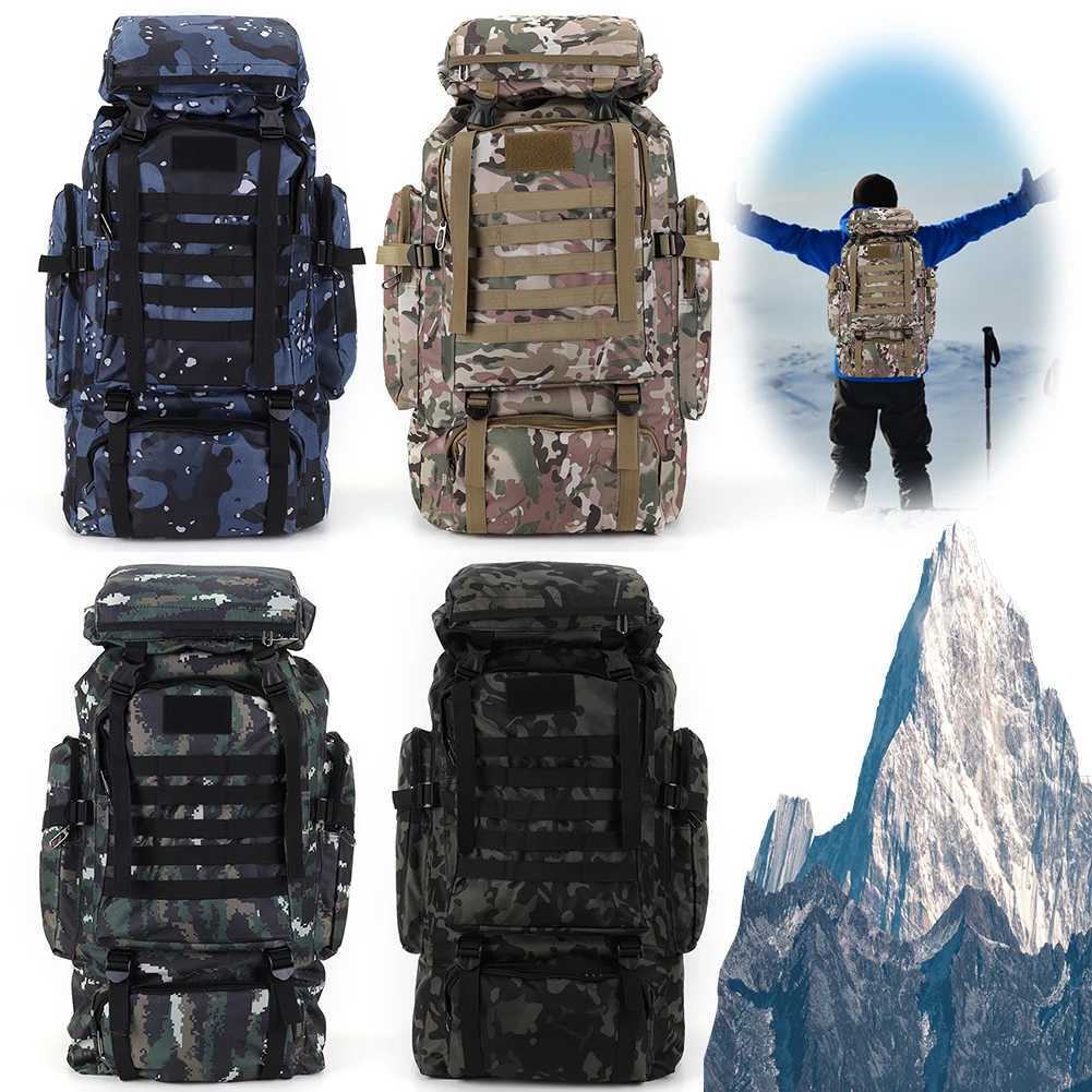 80L Hiking Backpack 600D Oxford Cloth Mountain Backpack Multi Pocket Mountain Climbing Backpack Outdoor SportsT250418