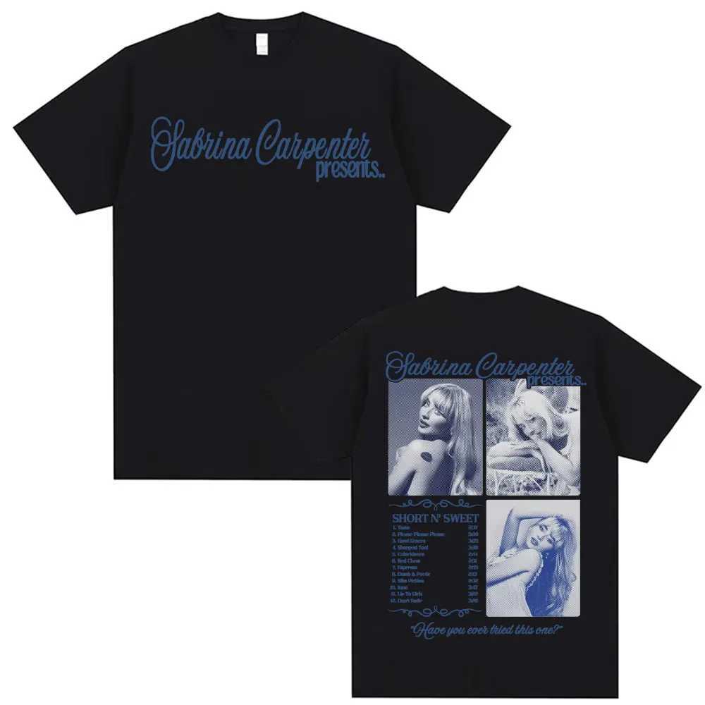 Sabrina Carpenter Short NSweet Tour T-shirt Mens Harajuku Hip Hop Street T-shirt Casual 100% Cotton Short Sleeve T-shirtXJ250418