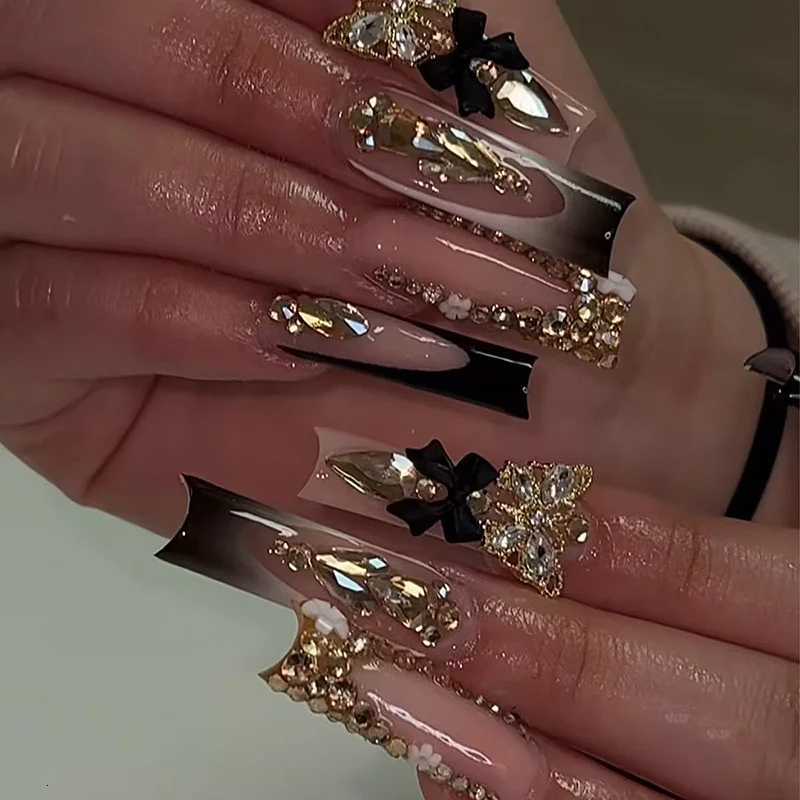 24Pcs Long False Nails Art Tips Designer Charms Pop Stretching Extension Fake Nails Supplies For Products Press On Y2K BalletT251118T251119