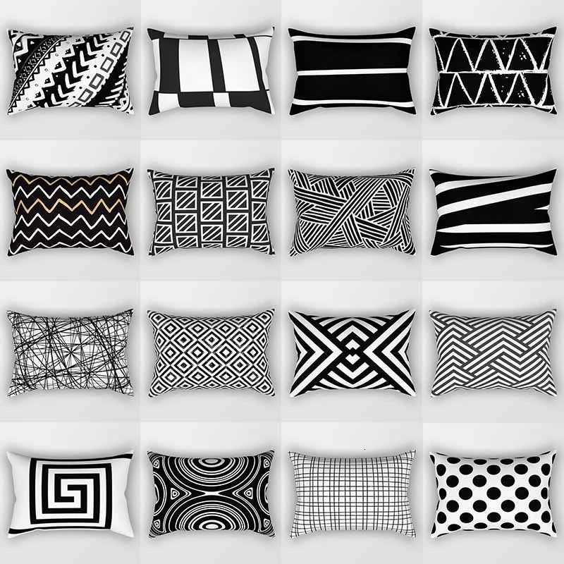 Black and White Simple Geometric Rectangle case Home Decor Car Sofa Cushion Cover Accessories 30x50cmM251119