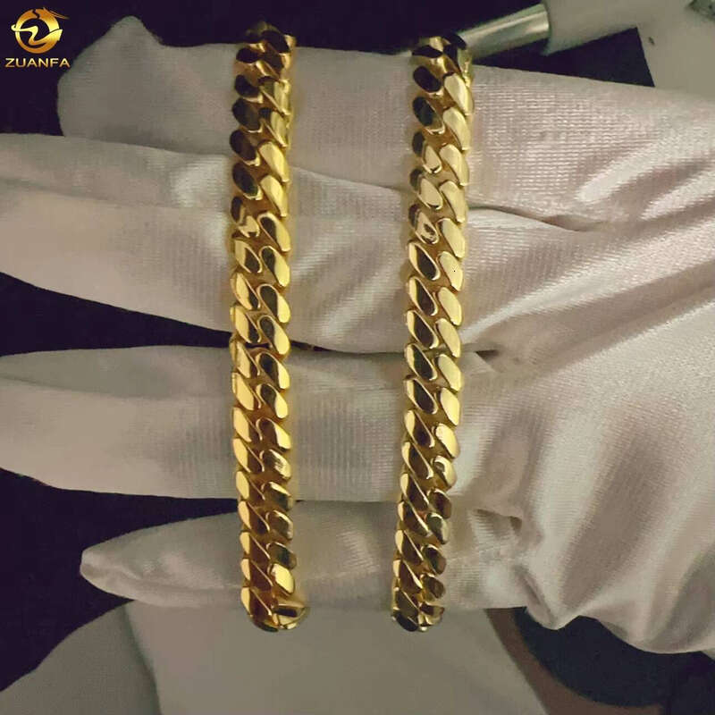 Gold-Plated Sterling Sier VVS Moissanite Hip-Hop 8mm Width Boutique Jewelry Miami Standard Cuban Link Bracelet