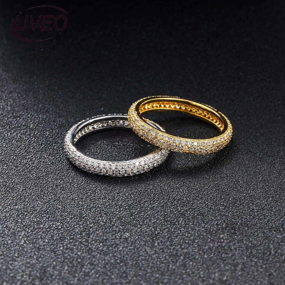 Luxury designer Hip hop Ring micro-set with three rows of ice out VVS Moissanite rings, Hip Hop men's and women's rings with free shipping