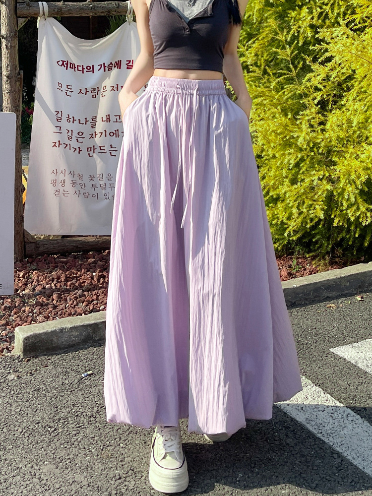 CL4180 High quality flower bud skirt for women summer new elastic high waist drape slim A-line long skirt