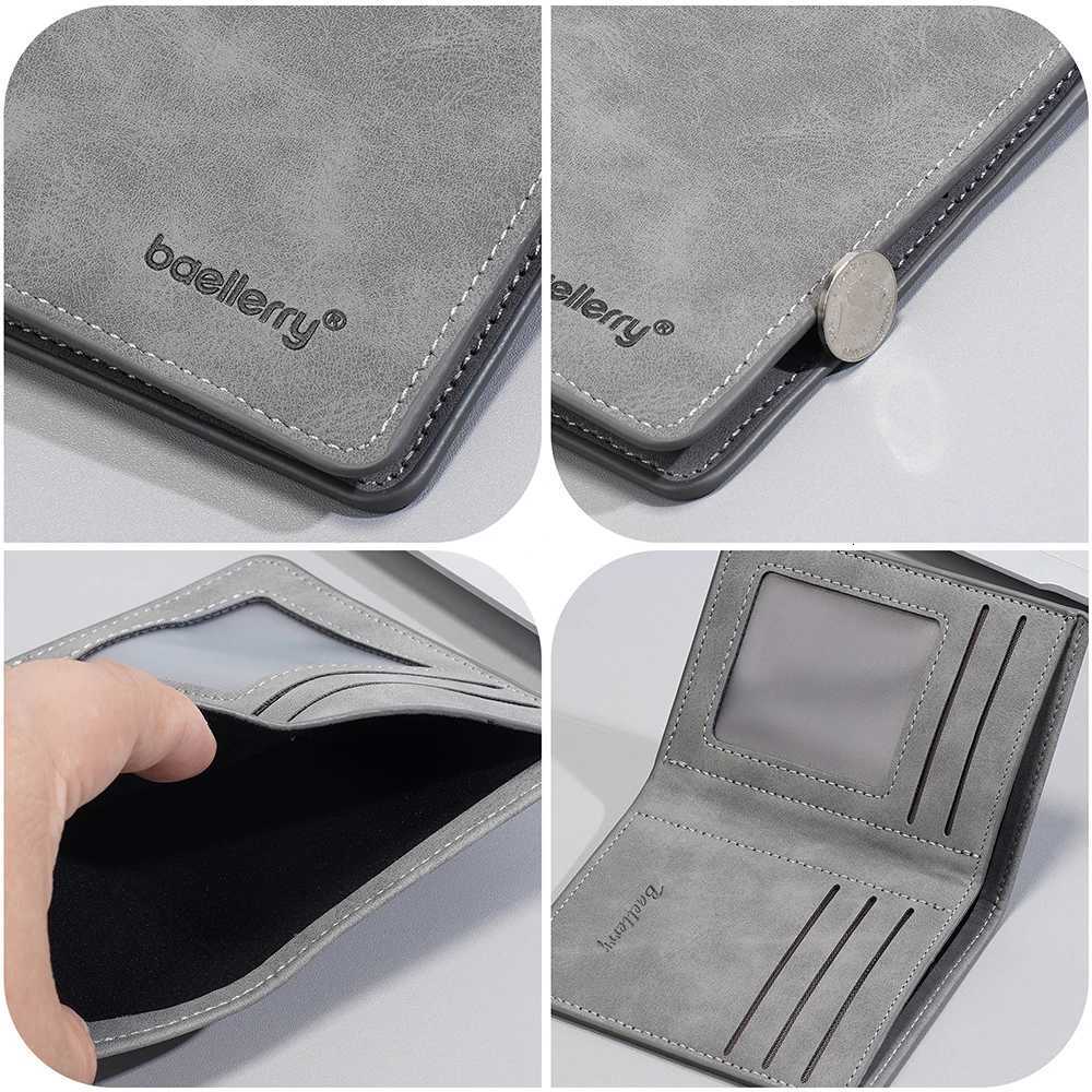 New Simple Mens Wallet Short Card Clips High Quality Thin Male Purses Photo Holder Frosted PU Wallet For MenT251119
