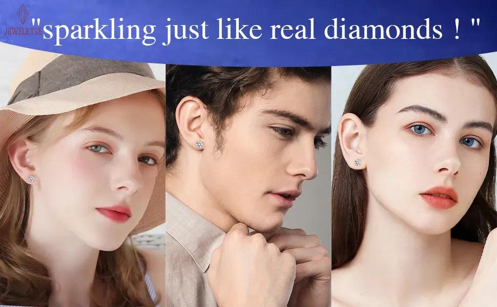 pass diamond tester VVS1 moissanite earrings designer for women men making of 925 sterling silver stud earrings screw back earring jewelry woman valen