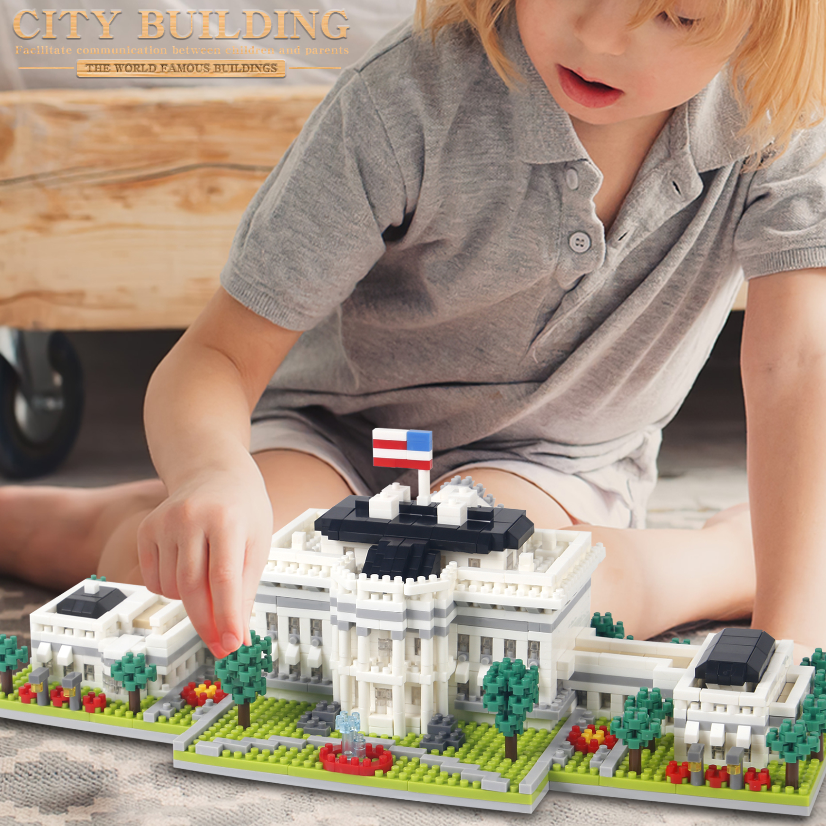 White House Micro Building Blocks KNEW BUILT Capitol City Construction US Mini Architecture Adult Children Toys Assemble Bricks