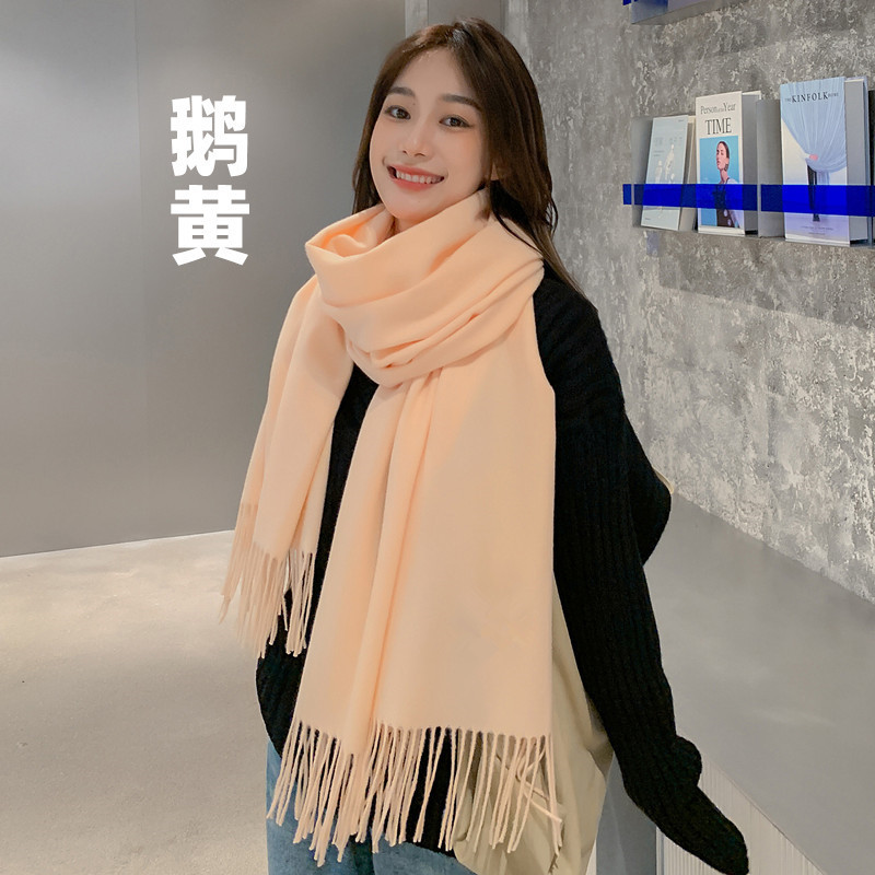 Fashion Women Winter Scarves Pure Clean Colors Thick Woolen Silk Long Scarf For Women Girls