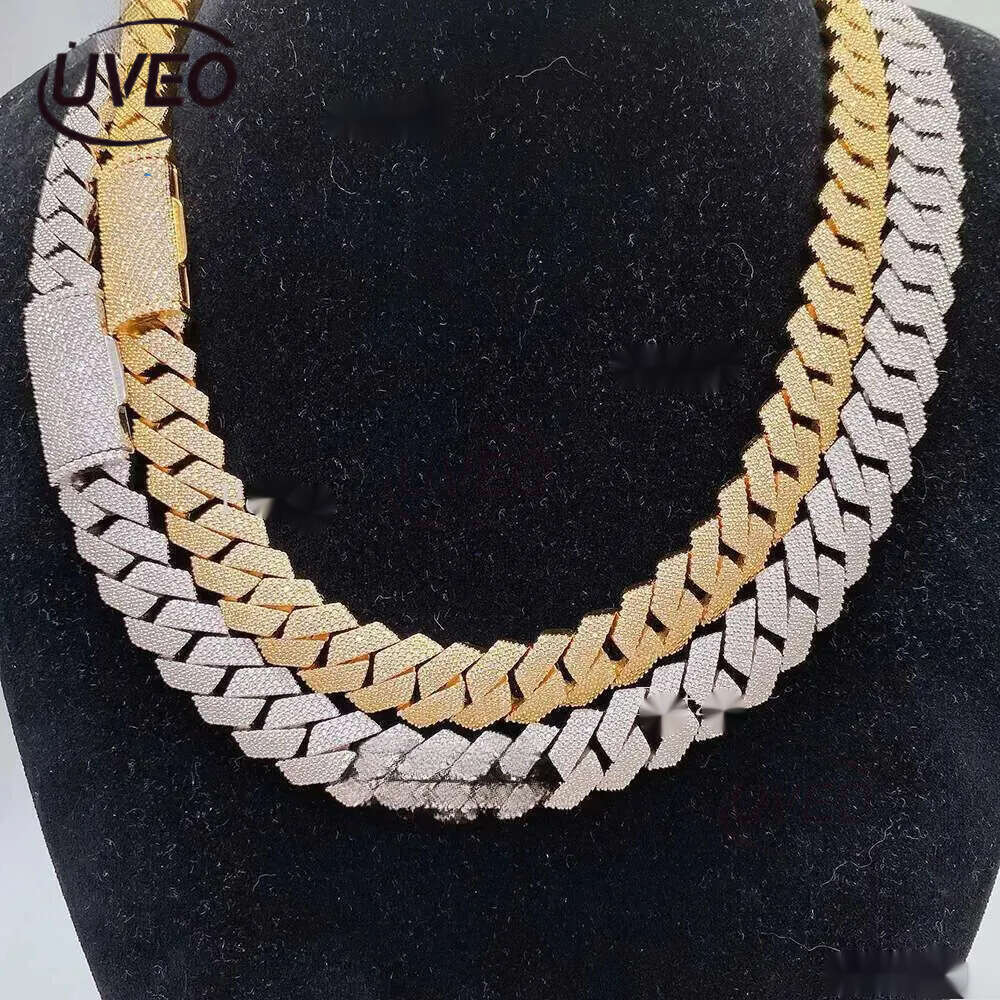 Passed Vvs Test Hip Hop Jewelry Necklace 15mm GRA Ice Out Moissanite Dia Cuban Chain Popular with Rappers