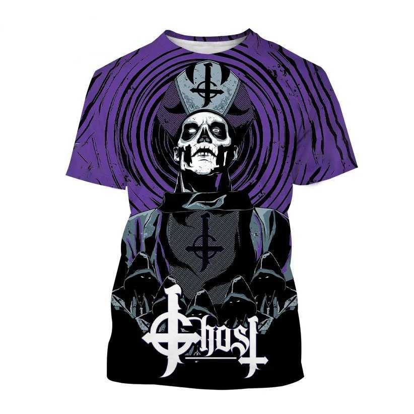 New Ghost Band 3D printed mens T-shirt womens casual fashion street clothing oversized short sleeved T-shirt childrens T-shirt top mens clothingW25041