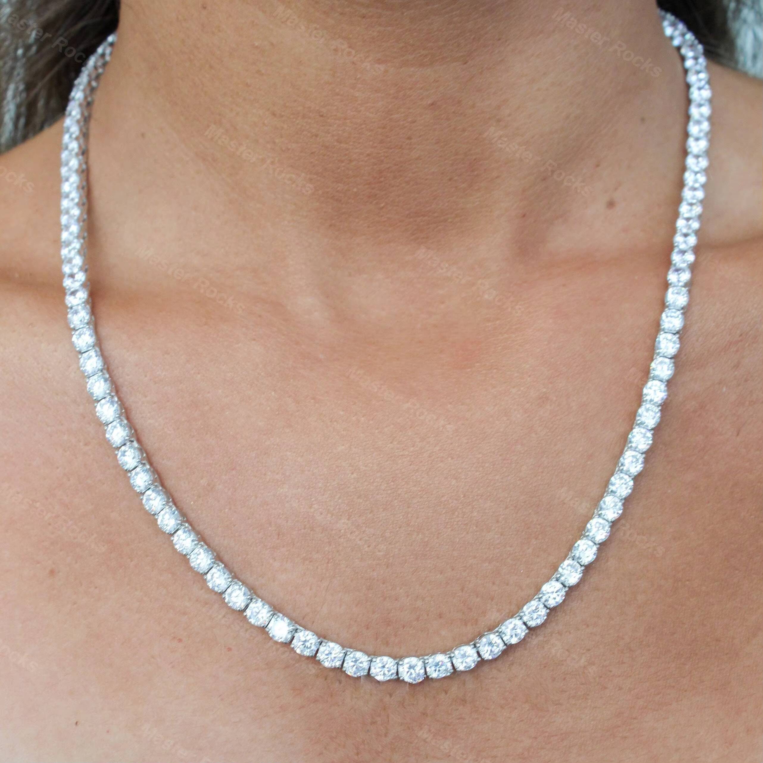 High Quality Tennis Necklace for Men 4mm 5mm 6mm Hip Hop Tennis Chain Necklace 925 Silver Gra Certified Moissanite Tennis Chain