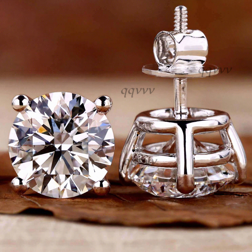 Igi Certified Vvs Lab Grown Diamond Earrings Custom 18k Gold Round Lab Created Diamond Earring Fine Jewelry Men Womenqqvvv