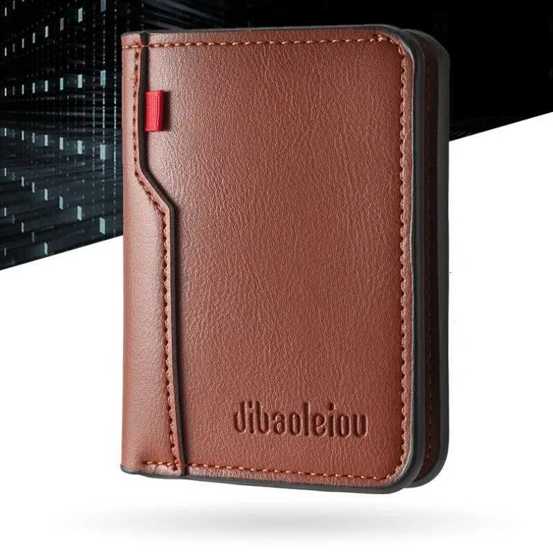 2025 New Mens Retro Style Slim Mini Vertical PU Leather Wallet for Men Ultra Thin Compact Card Holder Cash Pocket PortableT251119
